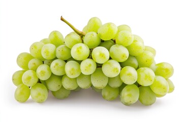 Fresh green grapes arranged on a clean white surface