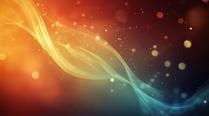 Abstract Colorful Waves With Glowing Particles Background