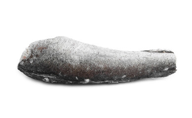One frozen hake fish isolated on white