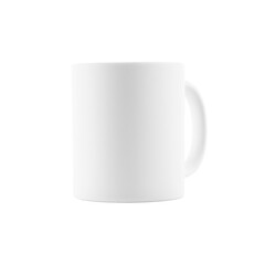 One blank ceramic mug isolated on white. Mockup for design