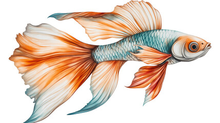 Fototapeta premium and drawn fish middle finned flying isolated on a white background