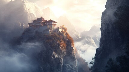 Fototapeta premium Scenic Mountain Monasteries with Natural Lighting