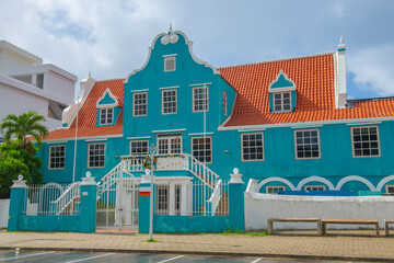 Historic Dutch Style building in Otrobanda historic center in World Heritage Site Willemstad, Curacao. Now this building houses Caribbean Prevention Center. 