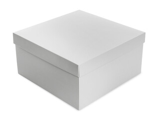 One blank cardboard box isolated on white. Mockup for design