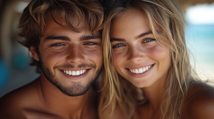 Fototapeta premium A happy couple posing with big smiles