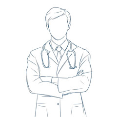 Fototapeta premium Sketch illustration of a doctor with arms crossed.