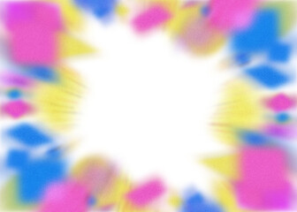 An abstract transparent iridescent color blur burst design element.