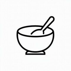 Bowl with Spoon Line Black Icon design, isolated on white background