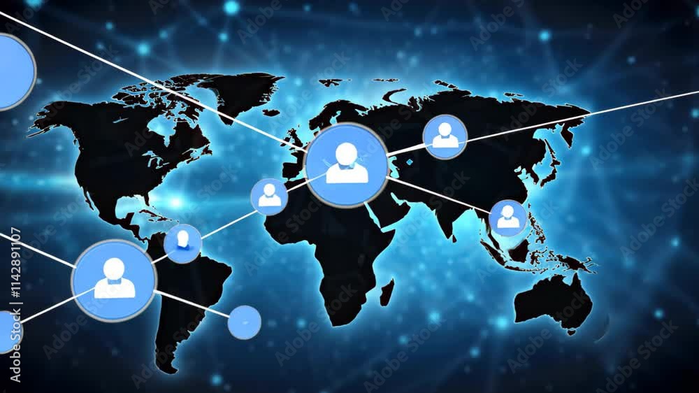 Poster exploring global networking connections in stunning 4k resolution with dynamic visual elements