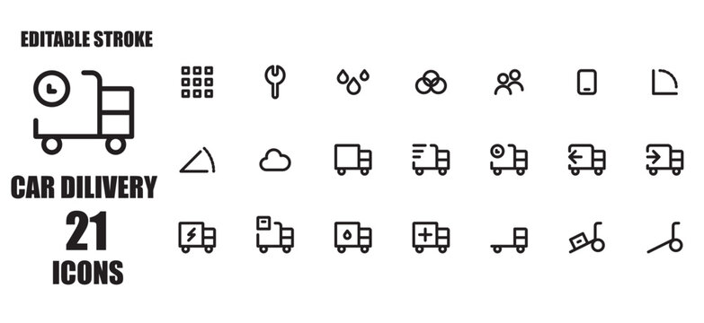 Car dilevery icon set collection