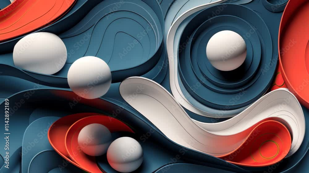 Fototapete exploring dynamic shapes and colors in abstract art with fluid motion and depth