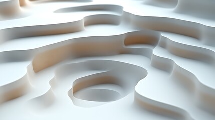 Abstract White Landscape with Curving Depressions