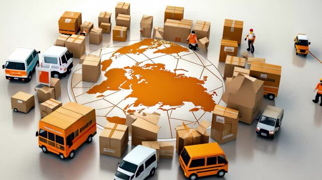 Global logistics and shipping process illustrated in high-quality animation capturing world trade activities video