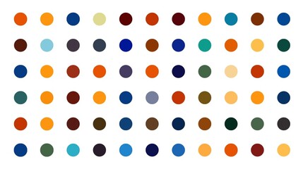 Colorful abstract dotted pattern with vibrant circles in geometric grid arrangement on a clean white background. Illustration