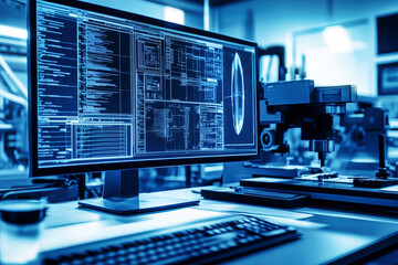 Fototapeta premium Innovative digital design and advanced CNC technology enhance quality control in modern mechanical engineering