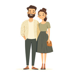 Couple with Modern Style Vector Illustration | Trendy and Contemporary Fashion Artwork for Logos & Digital Designs  
