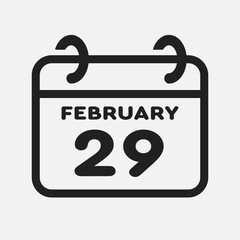 Icon page calendar day - 29 February