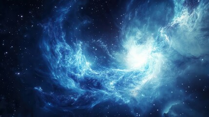 Fototapeta premium mystical blue dragon intertwined with celestial elements, radiating a sense of cosmic energy amidst a starry sky, evoking feelings of fantasy and wonder