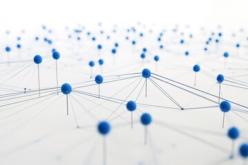 A blue and white image of many blue pins on a white background