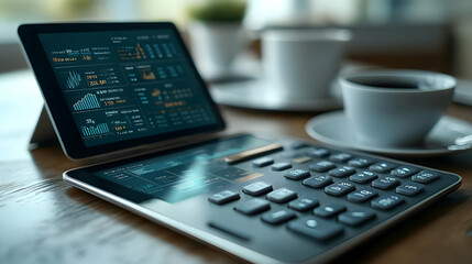 Macro View Logistics Cost Calculator Digital Invoices Tablet Tracking Marginal Cost Ample Copy Space