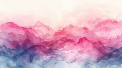 Abstract watercolor landscape with soft pink and blue hues.