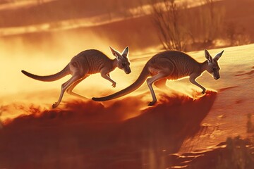 kangaroo at sunset