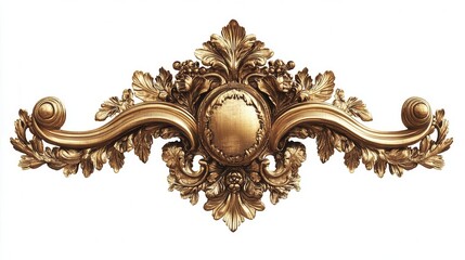 opulent vintage gilded frame with intricate carvings, isolated on a white background, emanating a sense of historical grandeur and timeless elegance