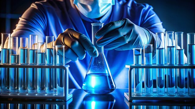 Silhouette Medical Lab Technician: EII Test Tube Analysis - Closeup Hands