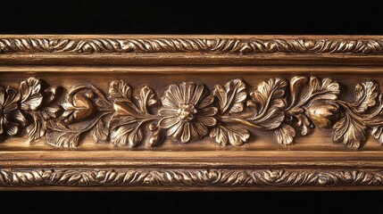 ornate antique gilded frame with intricate carvings, standing out against a plain background, showcasing craftsmanship and elegance, perfect for highlighting artwork or photographs