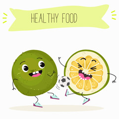 Sweetie, lemon fruit cute funny cheerful characters. Vector hand drawn illistration.