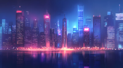 Obraz premium City lights at night with a blurred background. Nocturne. Illustration