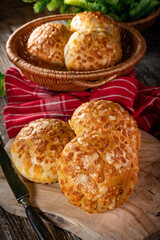 Fresh breakfast rolls with cheese.