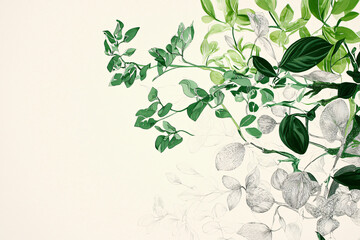 Tangled emerald jungle vines intertwined with silvery lichen