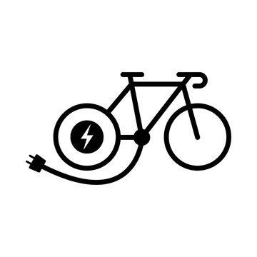 black electric bicycle icon on white clip art preview