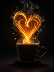 Coffee Cup with Fiery Heart
