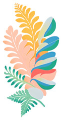 Colorful abstract tropical leaves illustration