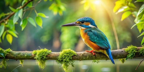 Fototapeta premium Small Kingfisher Bird Photography: Stunning Nature Images, Wildlife Pictures, Bird Photos, Kingfisher Landscape