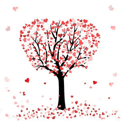 Fototapeta premium Valentine's day tree with red and pink hearts against white background. free copy space.