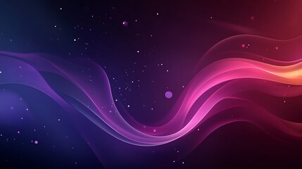 Fototapeta premium Abstract Purple Pink Waves With Glowing Particles