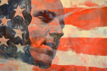 A portrait of a person holding an American flag, suitable for patriotic events or demonstrations