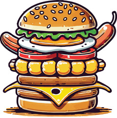 Hamburger vector art illustration. hamburger vector icon.