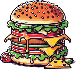 Hamburger vector art illustration. hamburger vector icon.