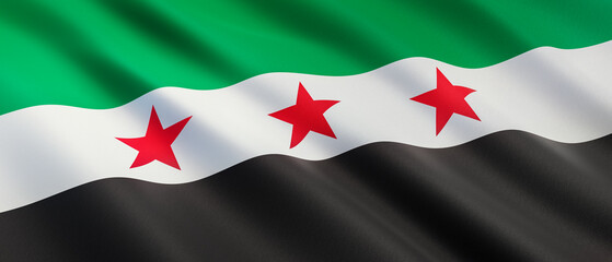 Waving flag of Syria - New flag of Syria - Full frame