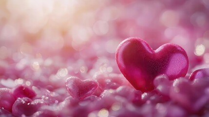 Obraz premium romantic valentine’s day background filled with vivid hearts and soft pinks, creating a warm and loving atmosphere perfect for expressing affection and celebrating love