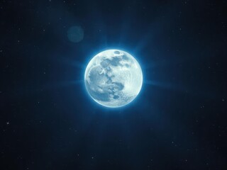 Obraz premium Celestial blue supermoon, radiant blue halo, cosmic night, celestial, lunar, nature