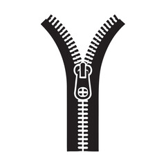 Vector Silhouette Illustration of an Open Zipper