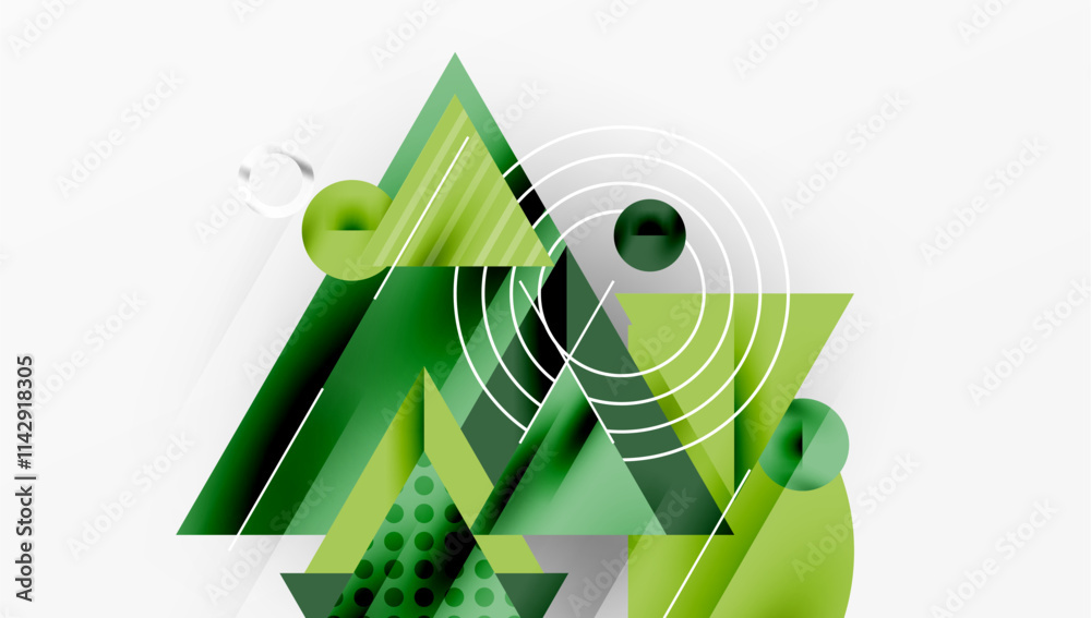 Fototapete modern abstract design with overlapping transparent triangles and circles