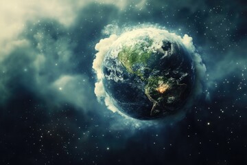 A planet appears in the sky, suitable for astronomy or science-related use