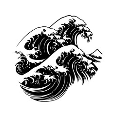 Beach Wave Line Vector Illustration Featuring Minimalist Ocean Wave Design with Smooth Flowing Lines