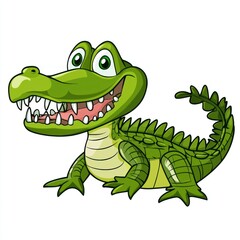 Fototapeta premium Playful cartoon crocodile jungle illustration fun bright colors whimsical design